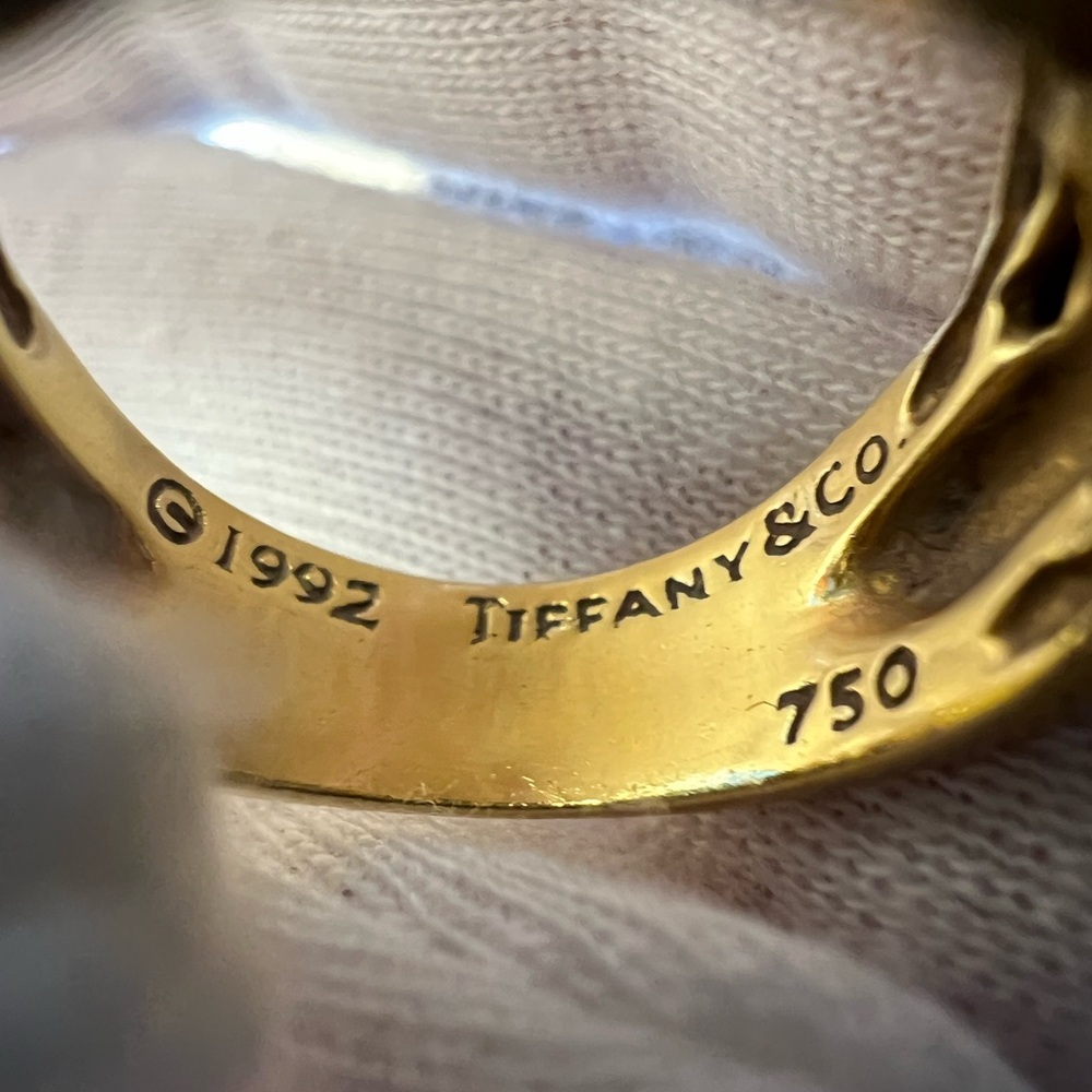 Tiffany & Co. 18K Gold and Diamond 3 Row Ribbon Style Band Ring. Size 6. 8 gtw - Picture 3 of 10